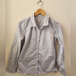 J. Crew Habadashery Button-down Shirt Long Sleeve Blue White Preppy Medium